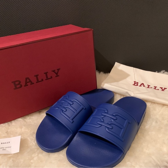 New Authentic Alexander McQueen Double Buckle Sandal & Bally Blue Men’s Slides - Picture 3 of 9